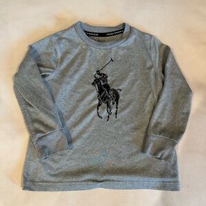 3T polo Ralph Lauren pony Dri fit performance grey long sleeve